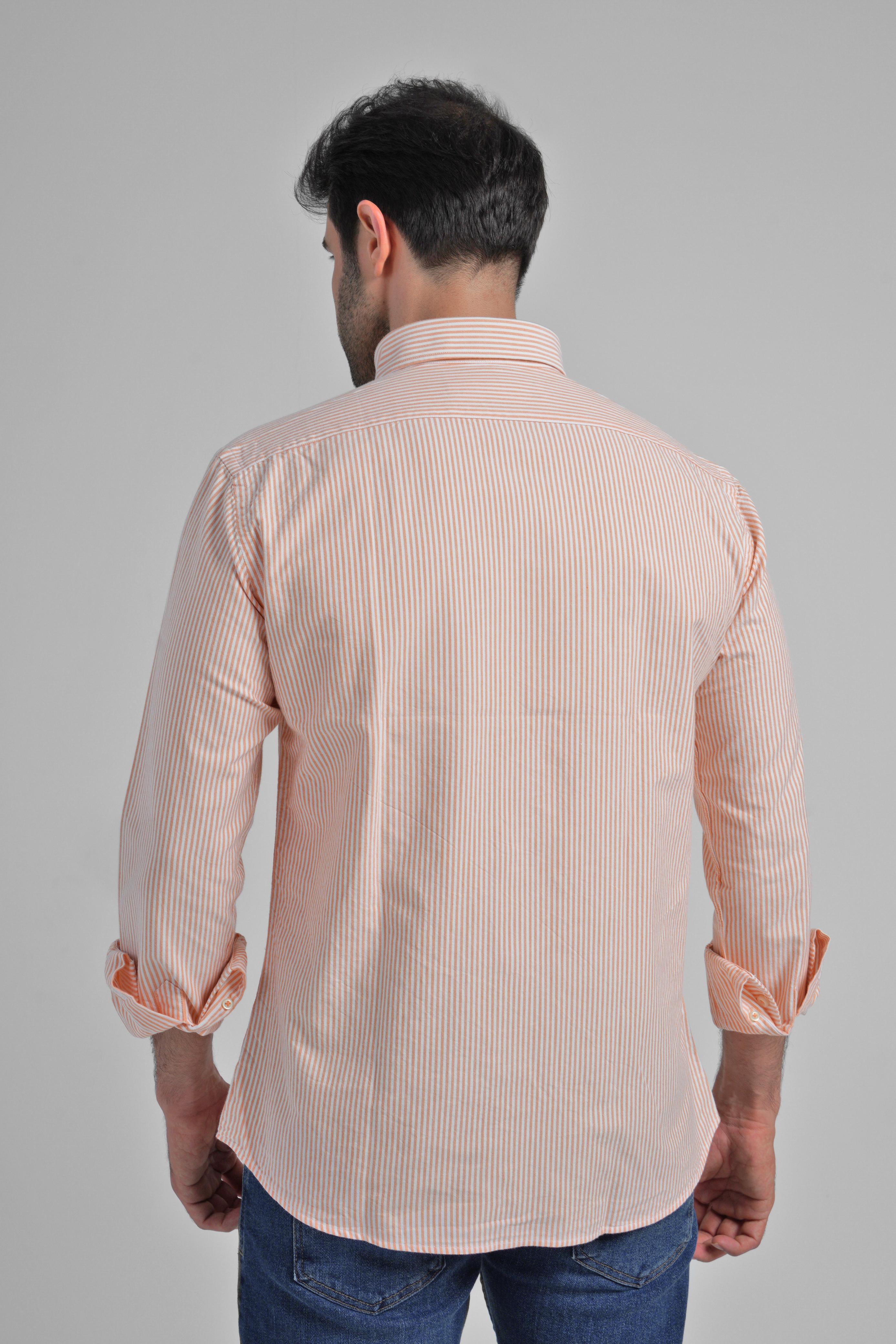 Cotton Striped Shirt Orange